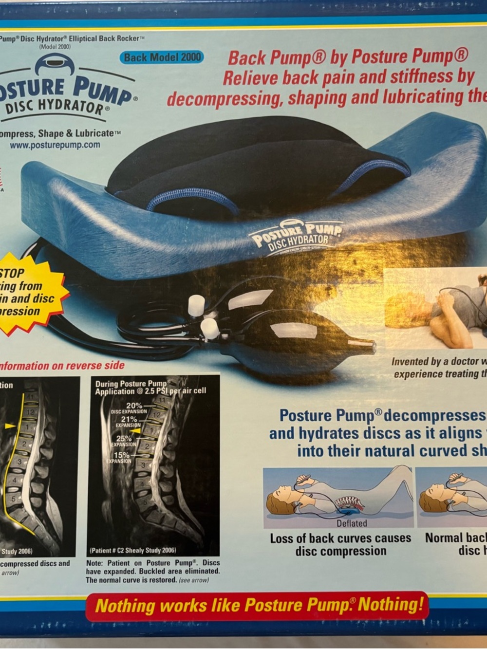 Posture Pump Disc Hydrator Back Support Lumbar Spine Chiropractic Therapy New!